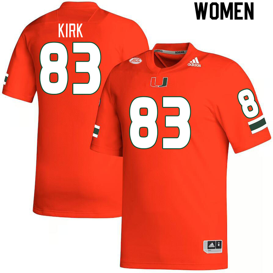 Women #83 Shemar Kirk Miami Hurricanes College Football Jerseys Stitched Sale-Orange - Click Image to Close